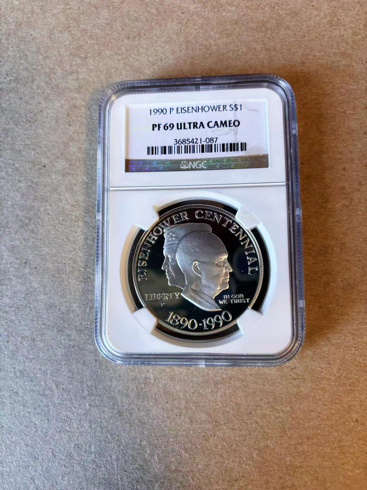 【Blue Auction】✨世界纸币精拍第588期【精】 美国 1990年艾森豪威尔纪念银币1元 NGC PF69 ULTRA CAMEO 
