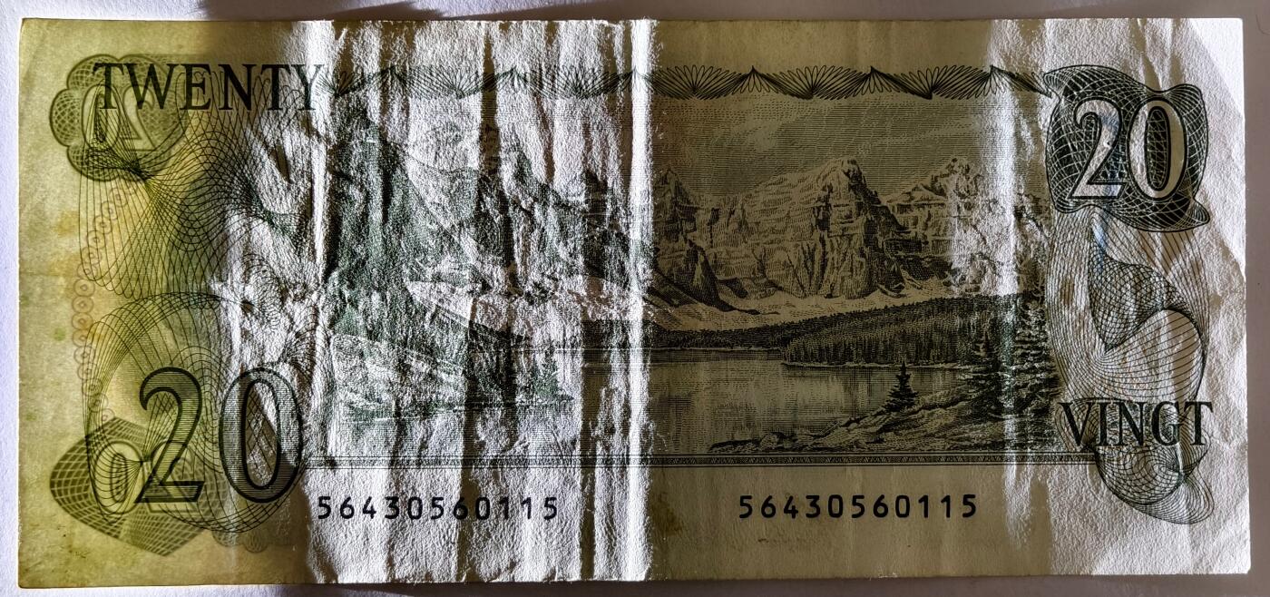 紫瑗钱币——第497期——纸币场 加拿大 1979年 伊丽莎白二世 落基山脉 20元 流通 (P-93a)