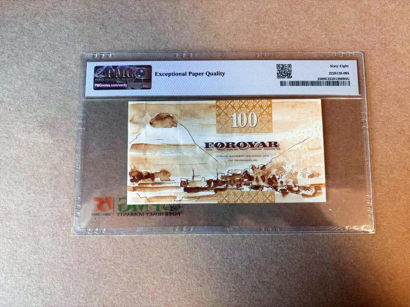 【Blue Auction】✨世界纸币精拍第588期【精】 【初版】法罗群岛 2002年100克朗 PMG68EPQ 超高分