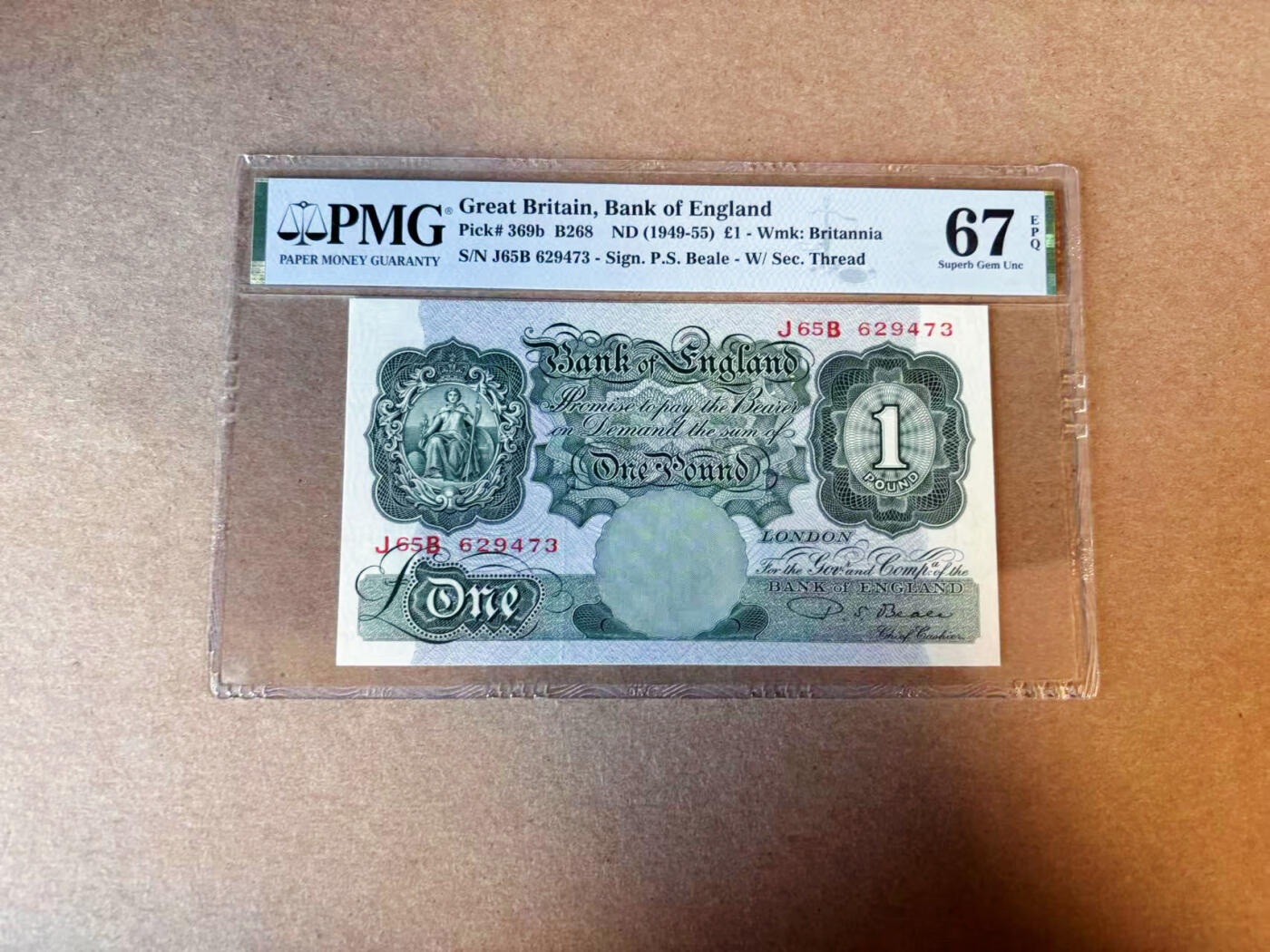 【Blue Auction】✨世界纸币精拍第588期【精】 英国 1949-55年1镑 PMG67EPQ 高分