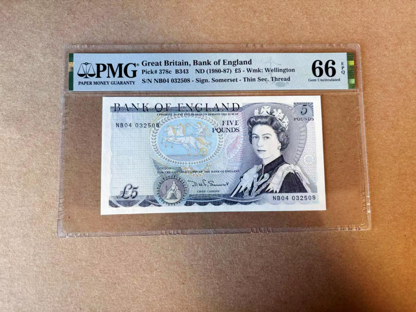 【Blue Auction】✨世界纸币精拍第588期【精】 【无47】英国 1980-87年5镑 PMG66EPQ 