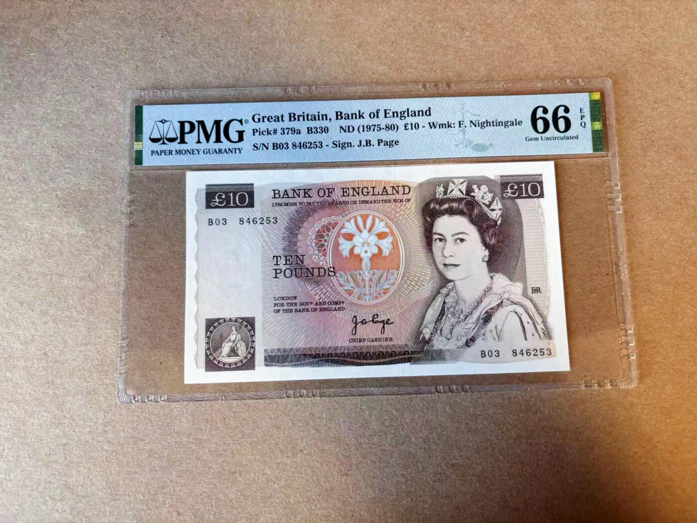 【Blue Auction】✨世界纸币精拍第588期【精】 【a版无47】英国 1975-80年10镑 PMG66EPQ 