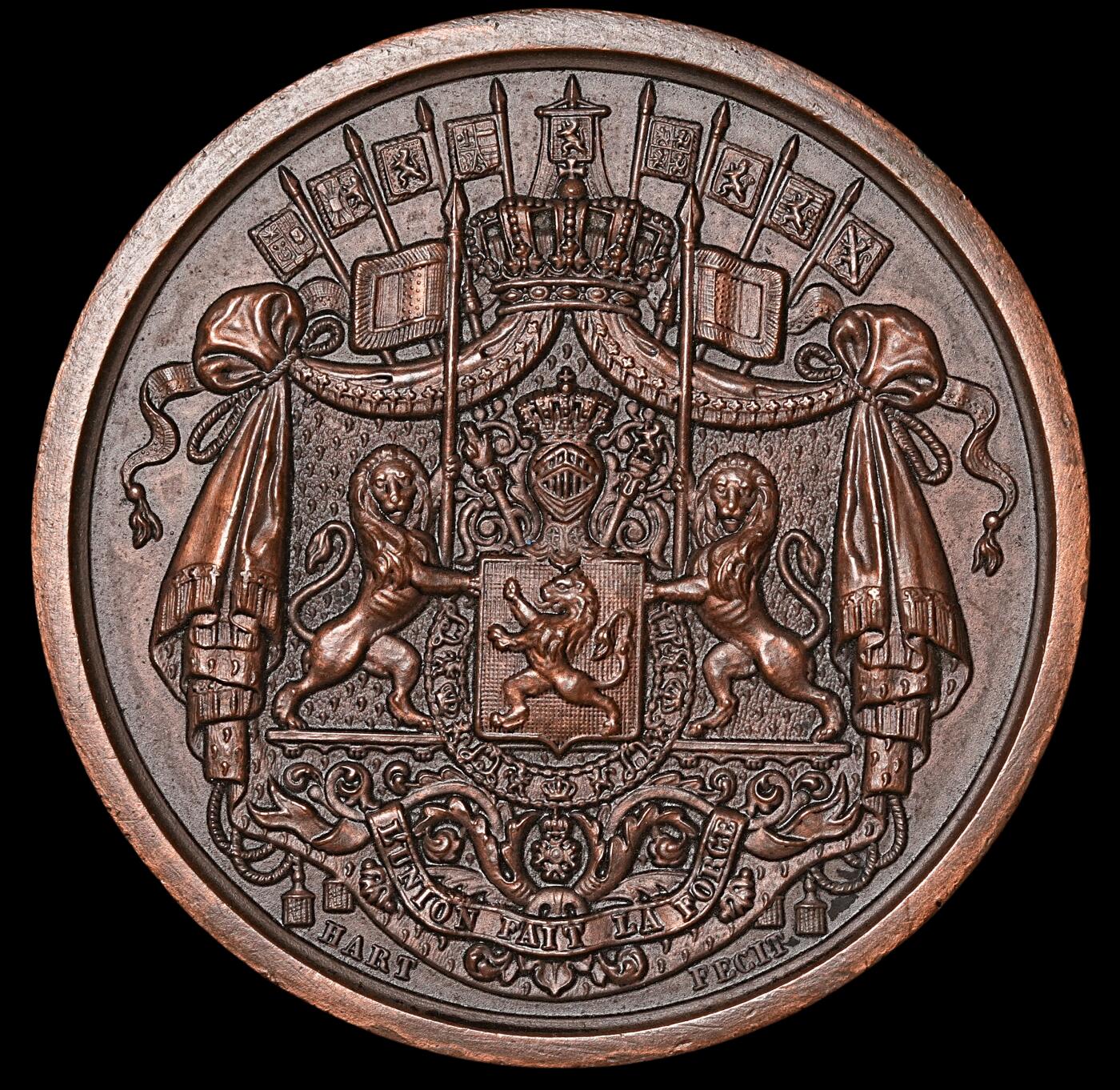 修遠堂世界钱币第四十九期 全场包邮 1831年（DATED）比利时大铜章 50mm，46.50g