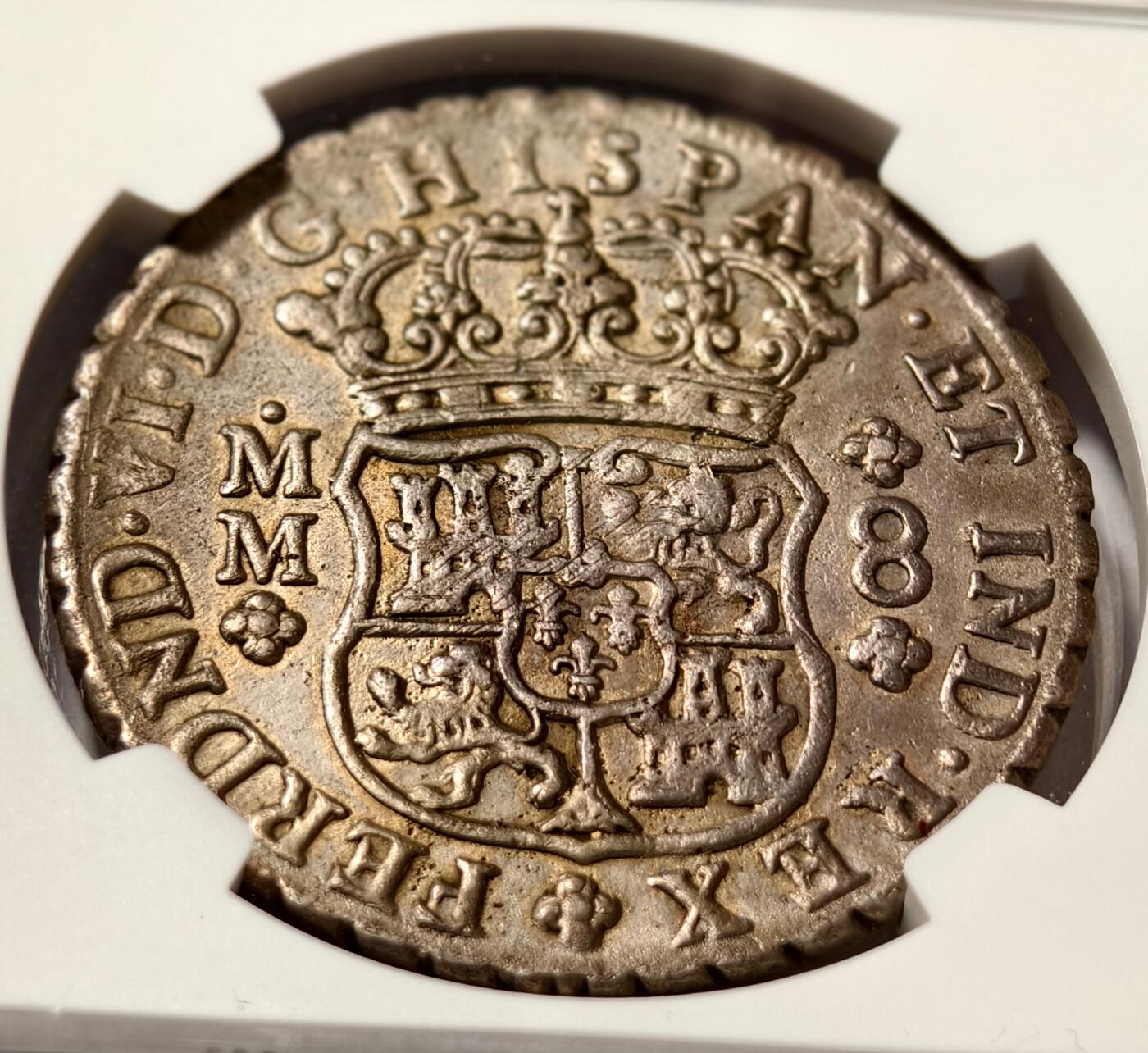 紫瑗钱币——第504期 墨西哥 1755年 MO MM 地球双柱 8里亚尔 银币 NGC AU Detail