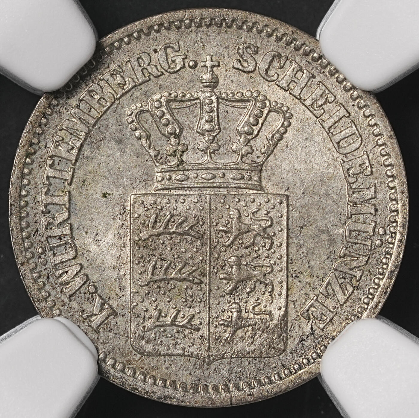 修遠堂世界钱币第四十九期 全场包邮 NGC MS64 1873年符腾堡1克鲁泽银币