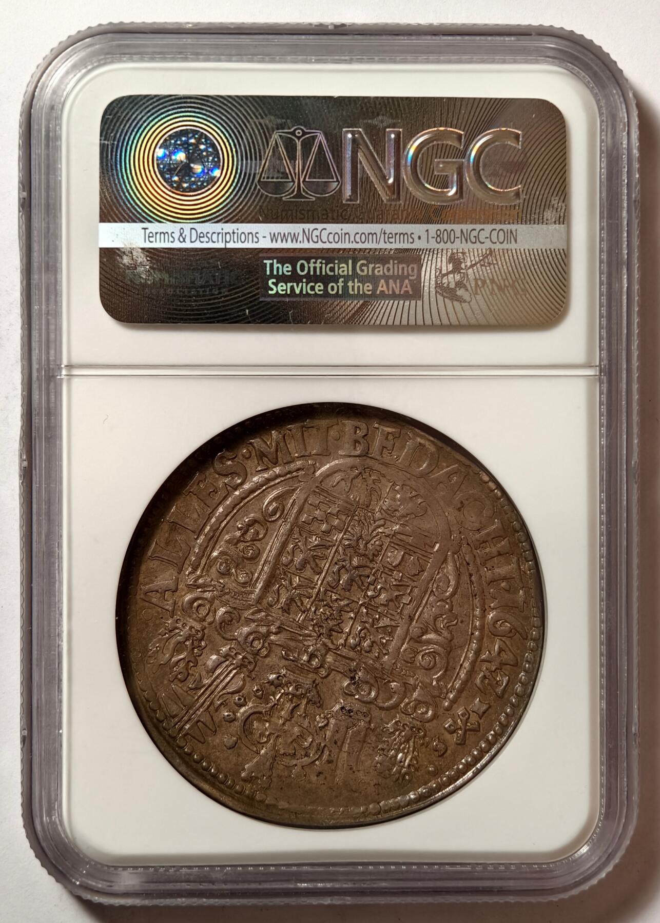 紫瑗钱币——第502期 德国 不伦瑞克-沃尔芬布特 1642年  盾徽 1泰勒 NGC AU58 TOP POP 1