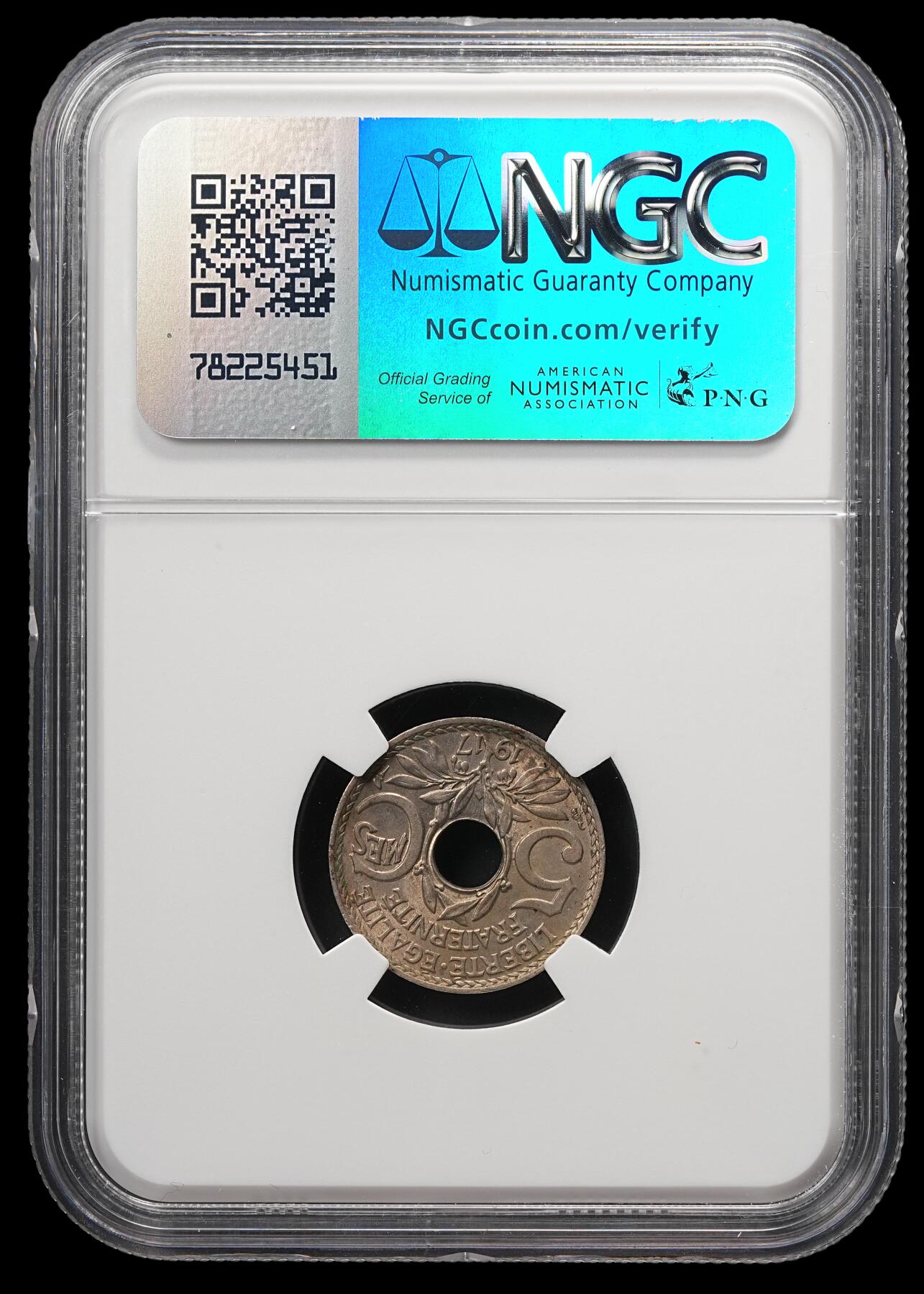 修遠堂世界钱币第四十九期 全场包邮 NGC MS64 1917年法国中孔5分 较少见的年份