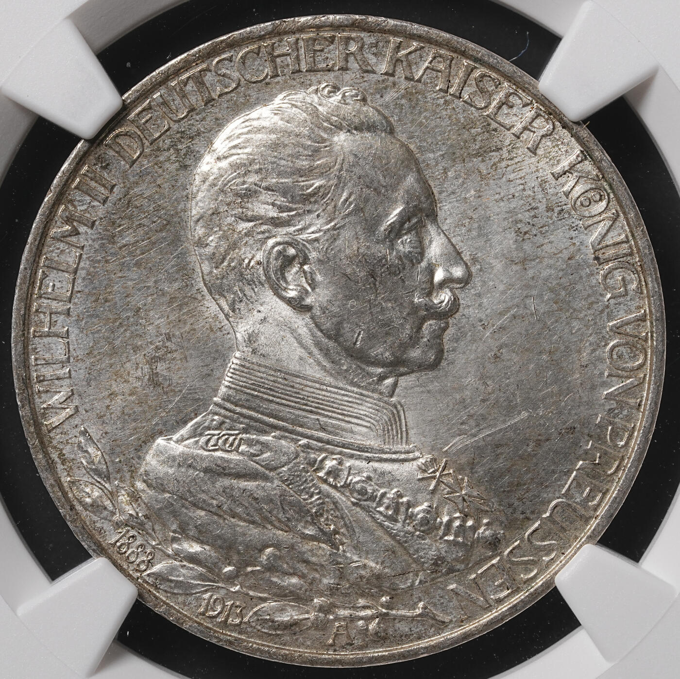 修遠堂世界钱币第四十九期 全场包邮 NGC MS62 1913年普鲁士威廉二世登基25周年纪念3马克银币