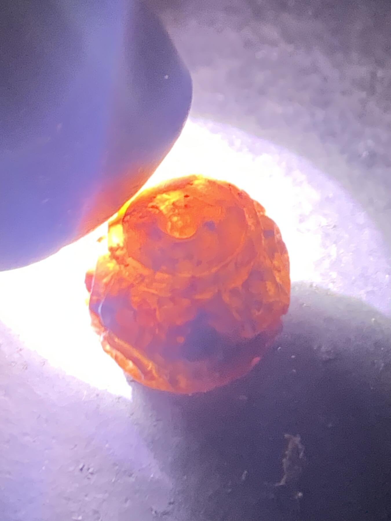 精美高玉化冰飘战国红玛瑙手工雕刻随形回纹珠一颗