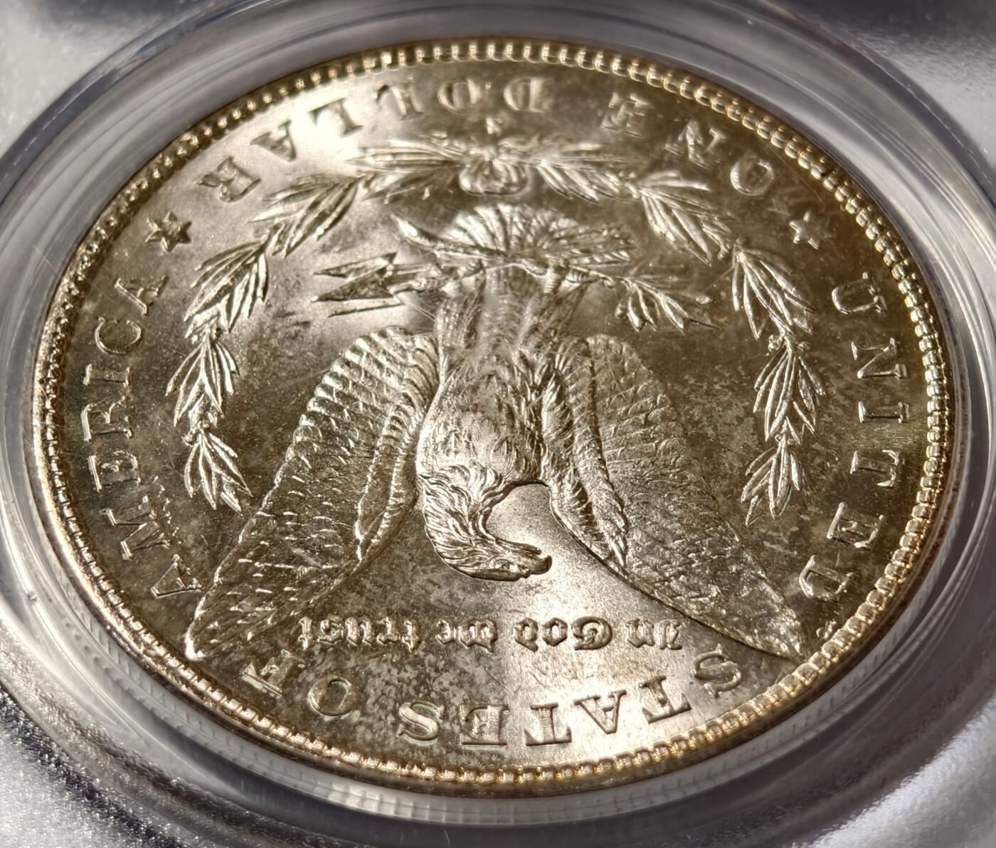 紫瑗钱币——第460期 美国 1880年 S版 摩根 大头妹 1美元 银币 PCGS MS64 五彩包浆