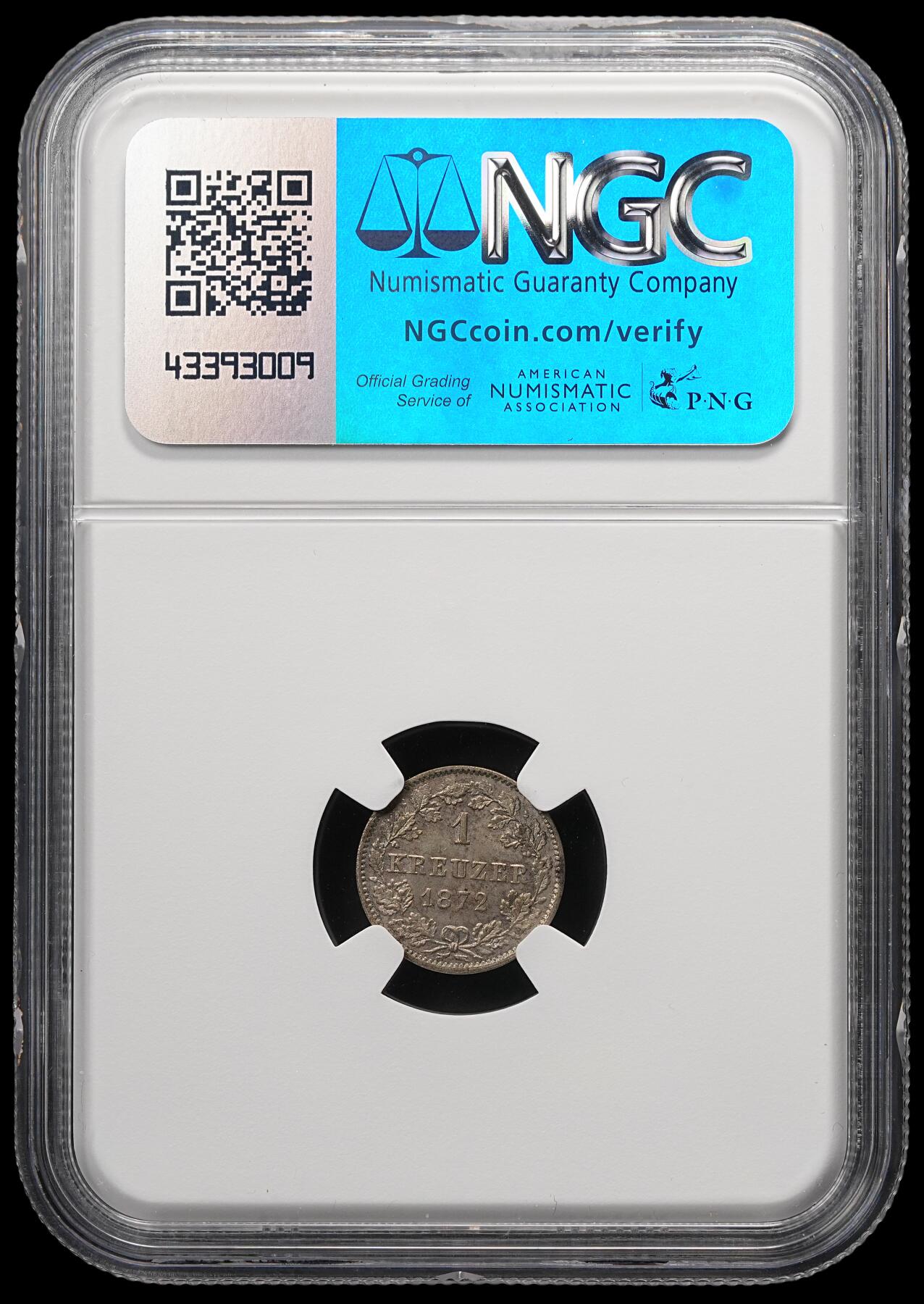 修遠堂世界钱币第四十九期 全场包邮 NGC MS64 1872年符腾堡1克鲁泽银币