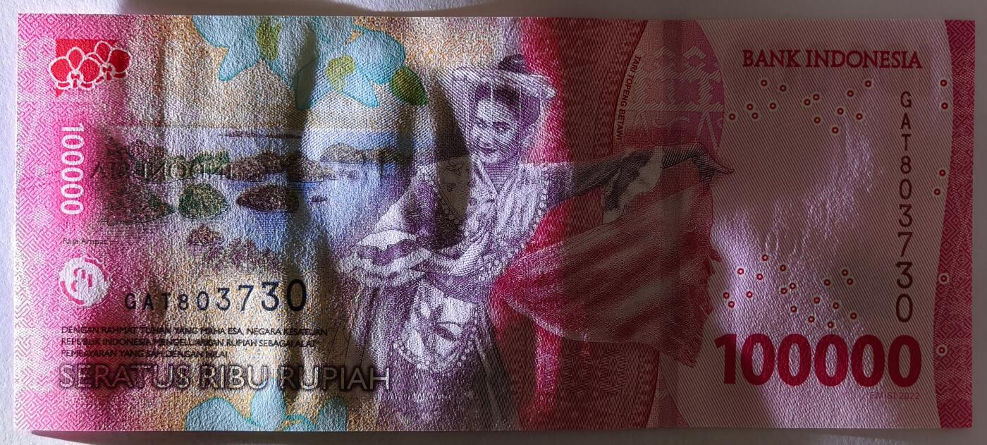 紫瑗钱币——第469期——纸币场 印度尼西亚 2022年 苏加诺和穆罕默德·哈达 100000卢比 UNC