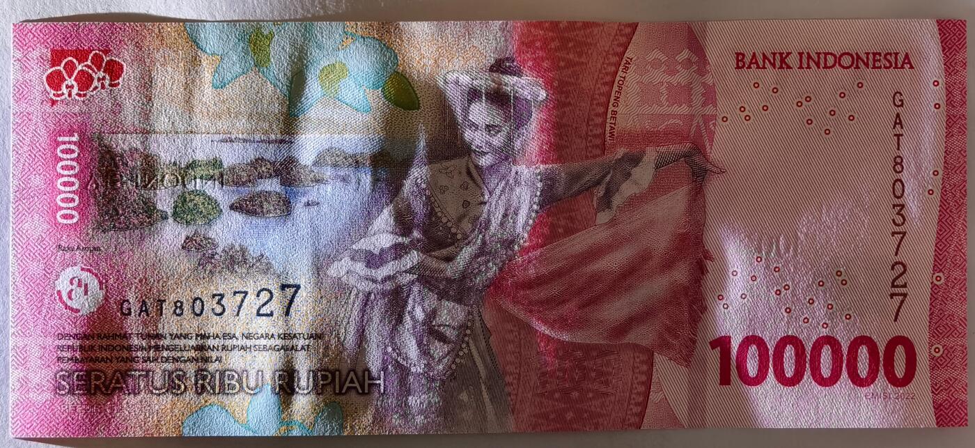 紫瑗钱币——第509期—纸币场 印度尼西亚 2022年 苏加诺和穆罕默德·哈达 100000卢比 UNC
