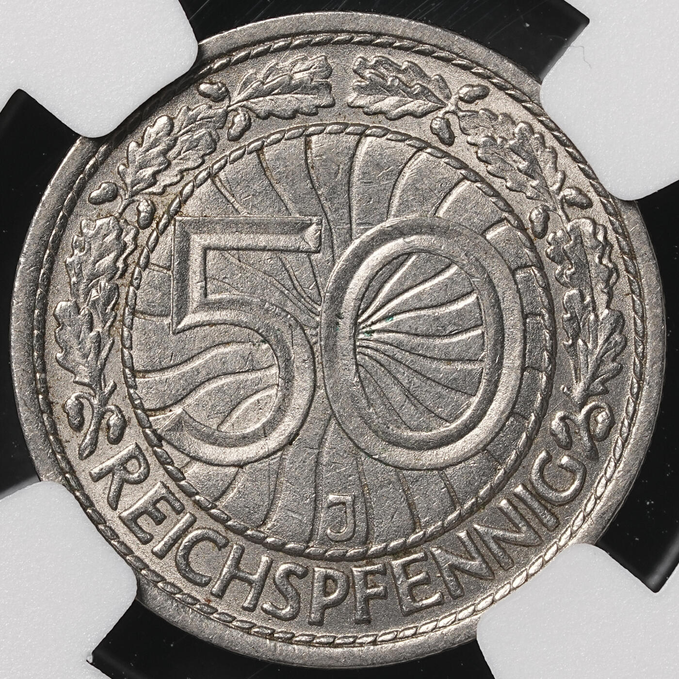 修遠堂世界钱币第四十九期 全场包邮 NGC MS64 1927年德国魏玛政府50芬尼 J厂铭 较少见的年份