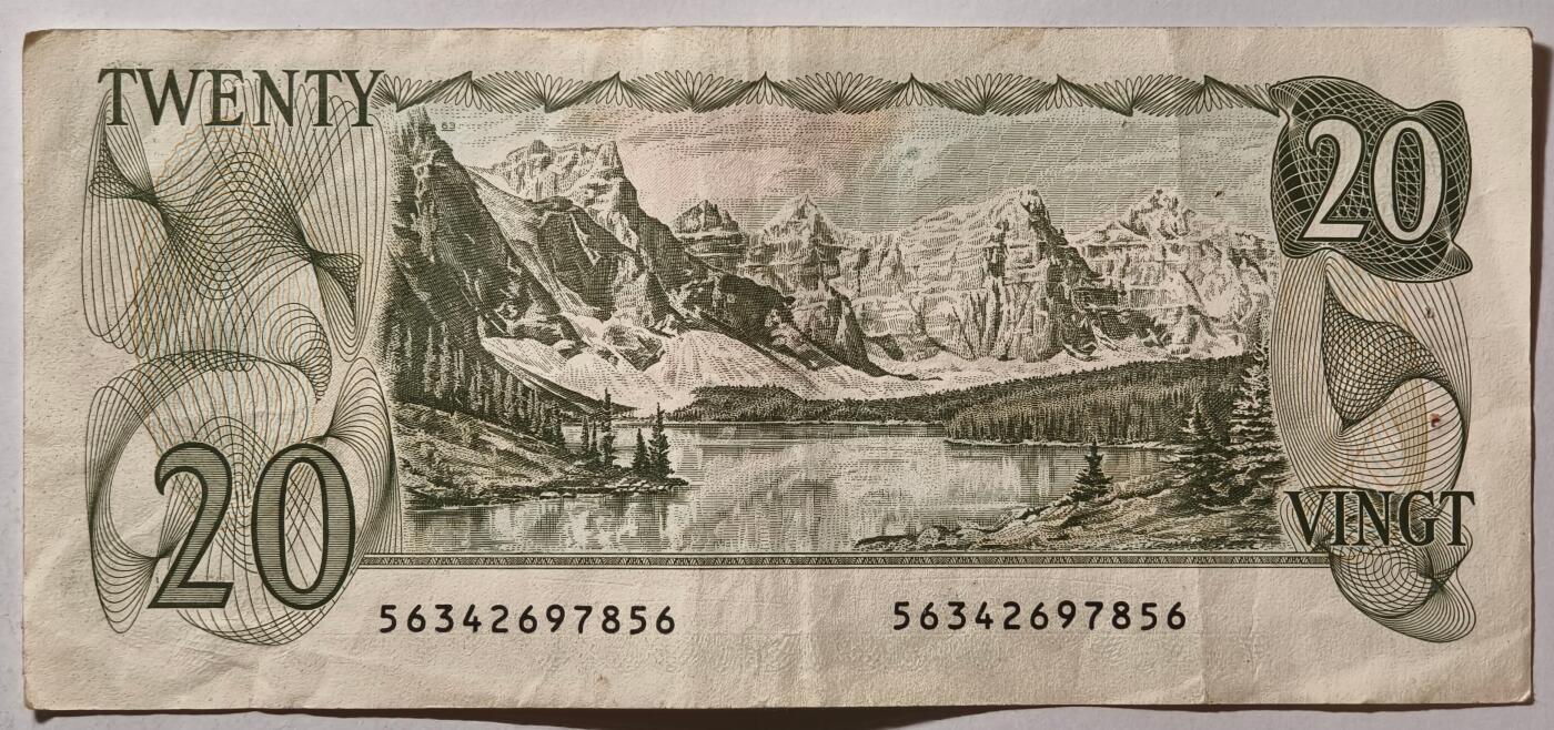 紫瑗钱币——第523期——纸币场 加拿大 1979年 伊丽莎白二世 20元 流通品