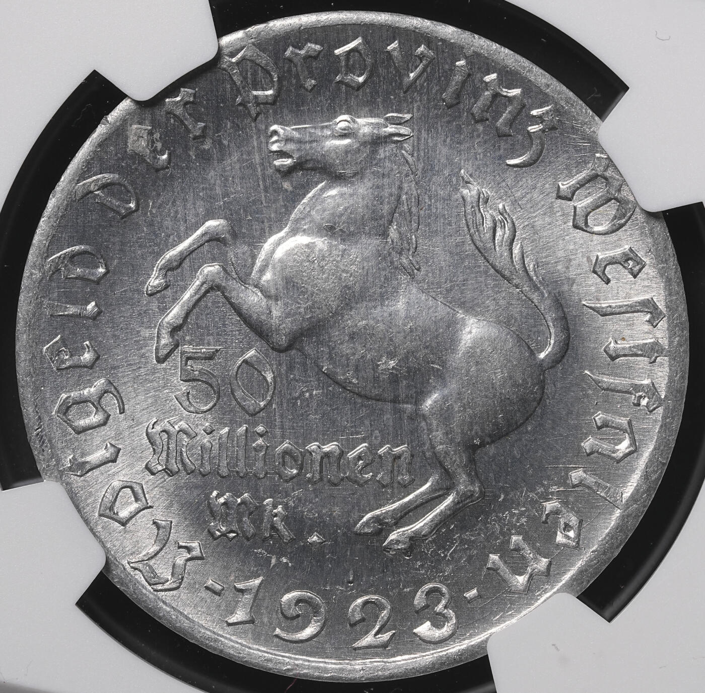 修遠堂世界钱币第四十九期 全场包邮 NGC MS64 1923年德国紧急时期威斯特法伦5000万马克大马币铝制 小型