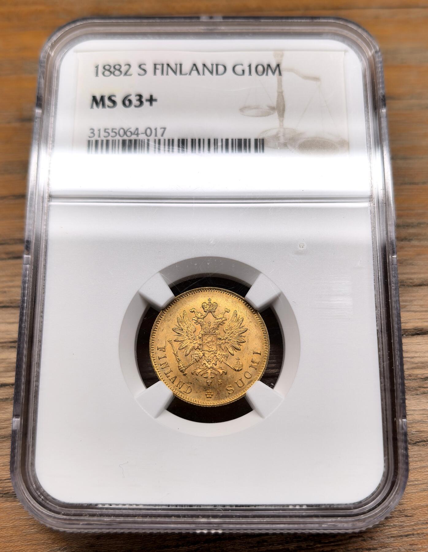 凡希社世界钱币微拍第二百九十二期 1882S俄占芬兰10马克金币NGC-MS63+