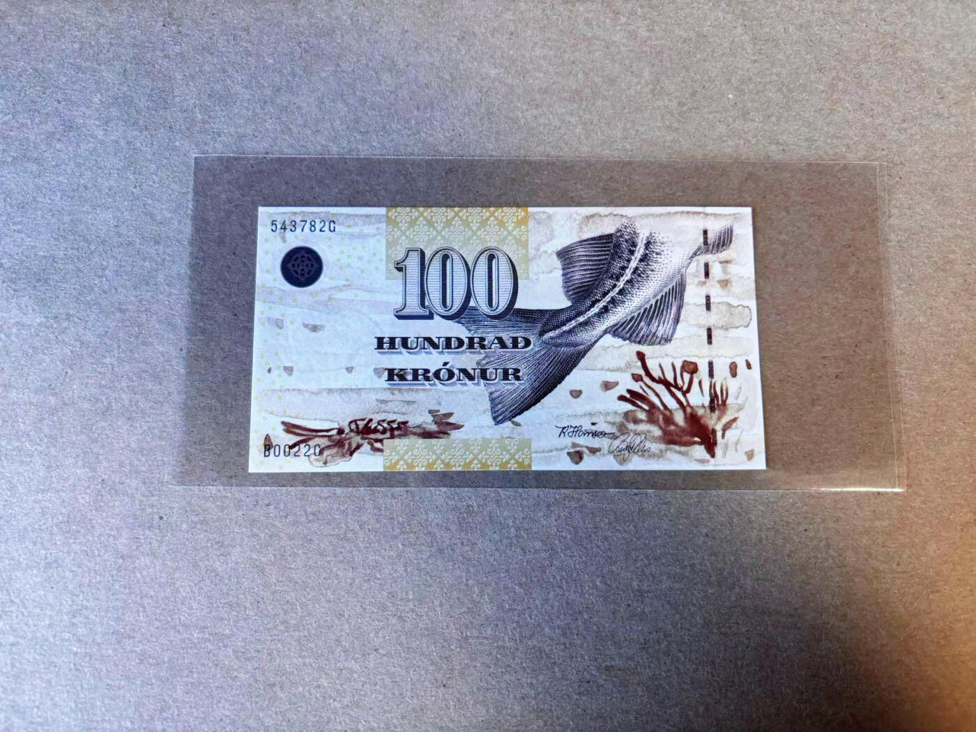 【Blue Auction】✨世界纸币精拍第588期【精】 【初版】法罗群岛 2002年100克朗 UNC-