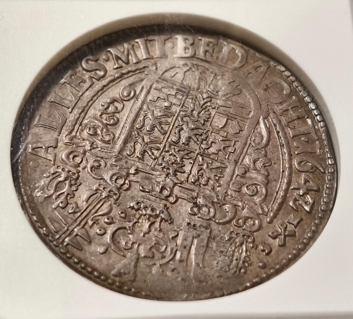 紫瑗钱币——第502期 德国 不伦瑞克-沃尔芬布特 1642年  盾徽 1泰勒 NGC AU58 TOP POP 1