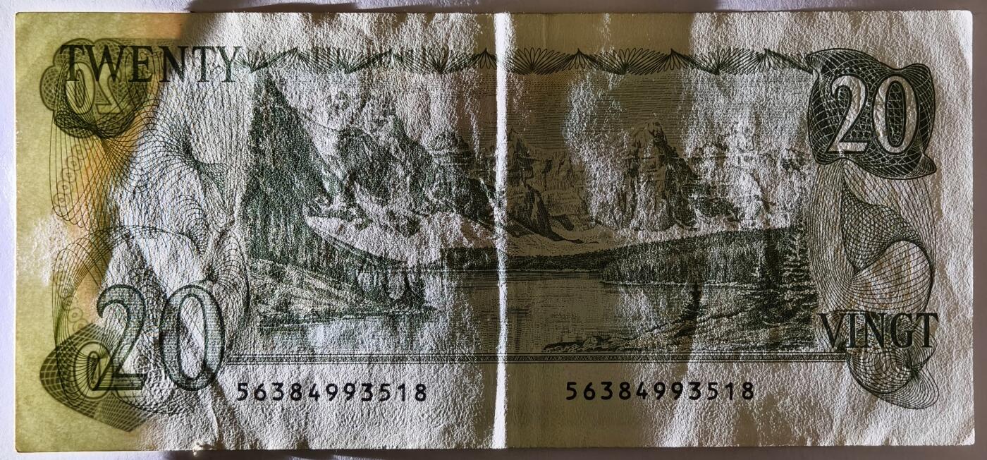 紫瑗钱币——第469期——纸币场 加拿大 1979年 伊丽莎白二世 落基山脉 20元 流通 (P-93a)