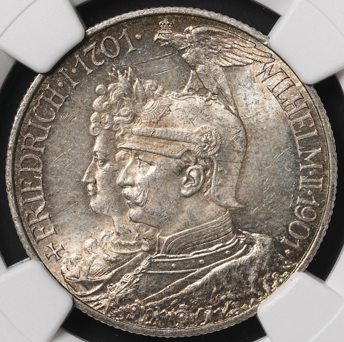 修遠堂世界钱币第四十九期 全场包邮 NGC MS62 1901年普鲁士建国200周年2马克银币