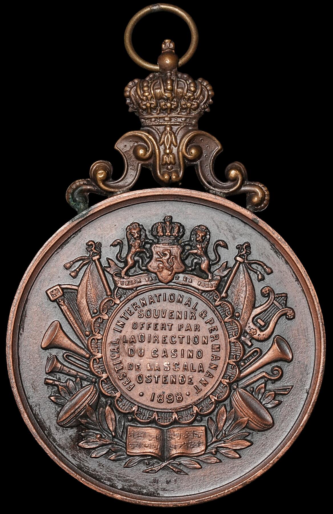 修遠堂世界钱币第四十九期 全场包邮 1898年（DATED）比利时大铜章 56.45mm，70g