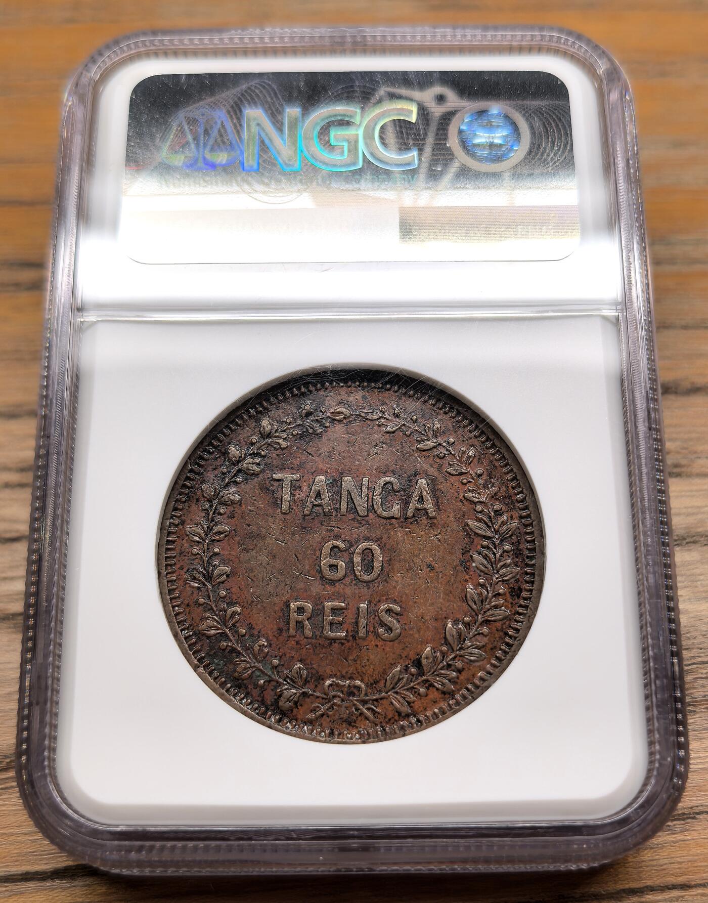 凡希社世界钱币微拍第二百九十二期 1871葡属印度Tanga(60Reis)大铜NGC-AUD，铜辅币最大面值，稀有，极厚的大铜，