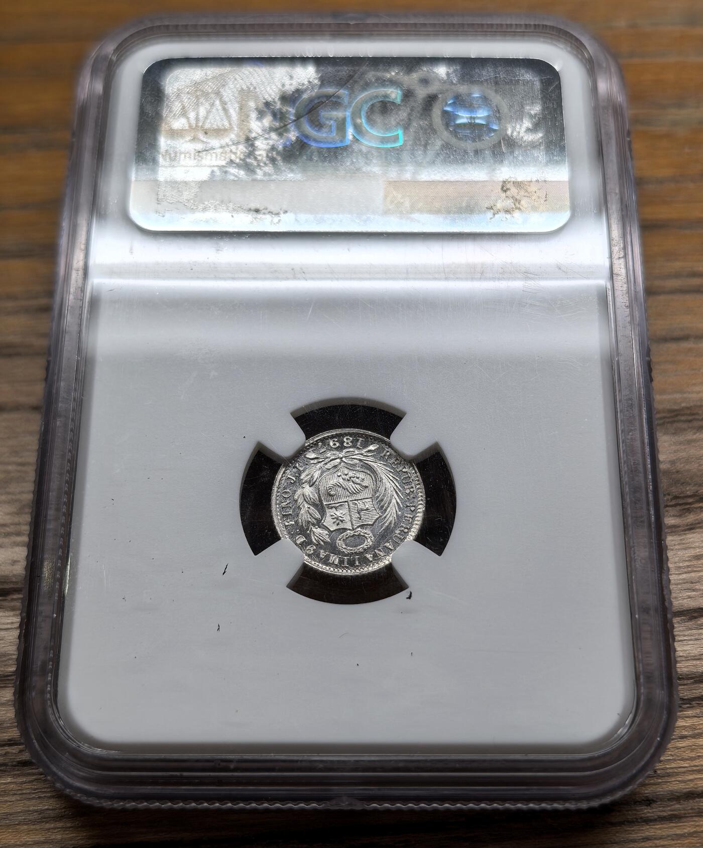 凡希社世界钱币微拍第二百九十二期 1897秘鲁1/2D银辅币NGC-MS64