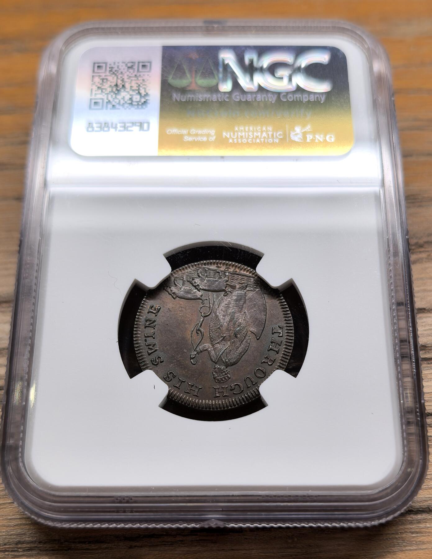 凡希社世界钱币微拍第二百九十二期 1794英国巴斯1/4便士铜代币NGC-MS63