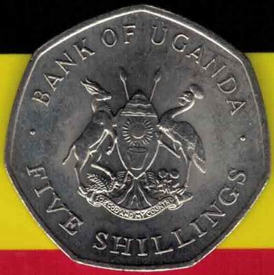 乌干达1987年5先令 不锈钢 非洲 实物图 UNC- - 乌干达1987年5先令 不锈钢 非洲 实物图 UNC-