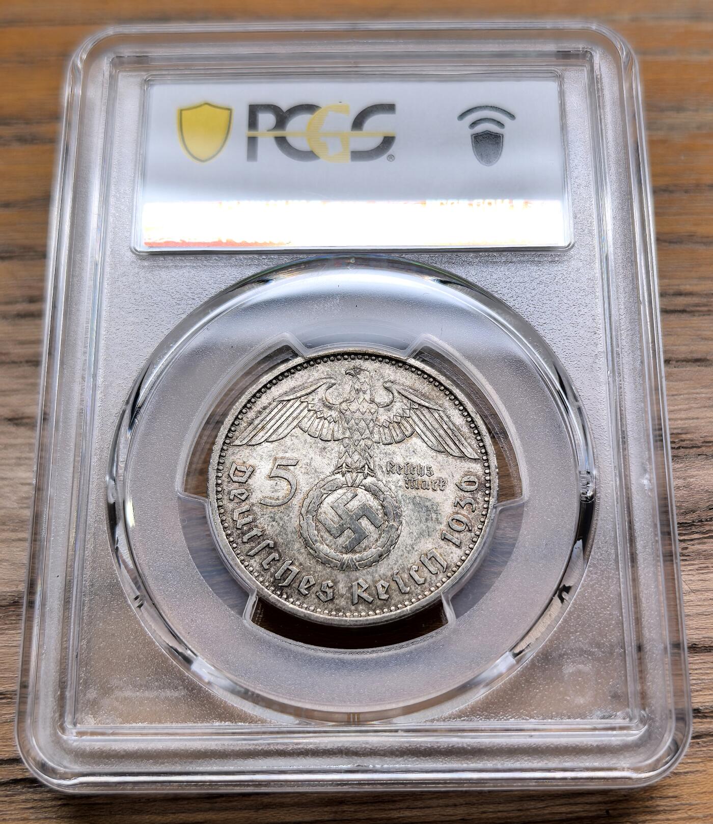 凡希社世界钱币微拍第二百九十二期 1936A德国兴登堡万字符5马克PCGS-MS63