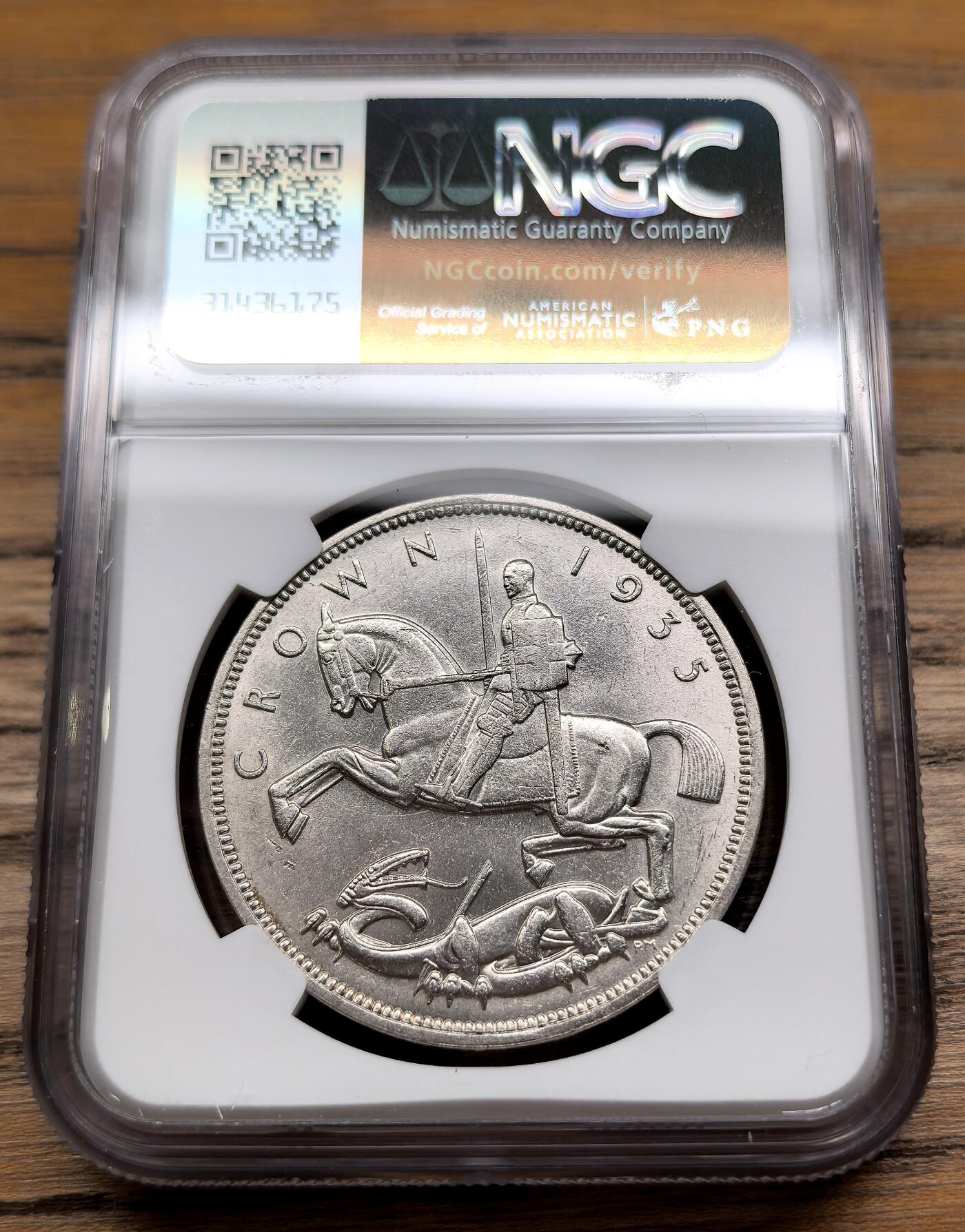 凡希社世界钱币微拍第二百九十二期 1935英国木马马剑NGC-MS62