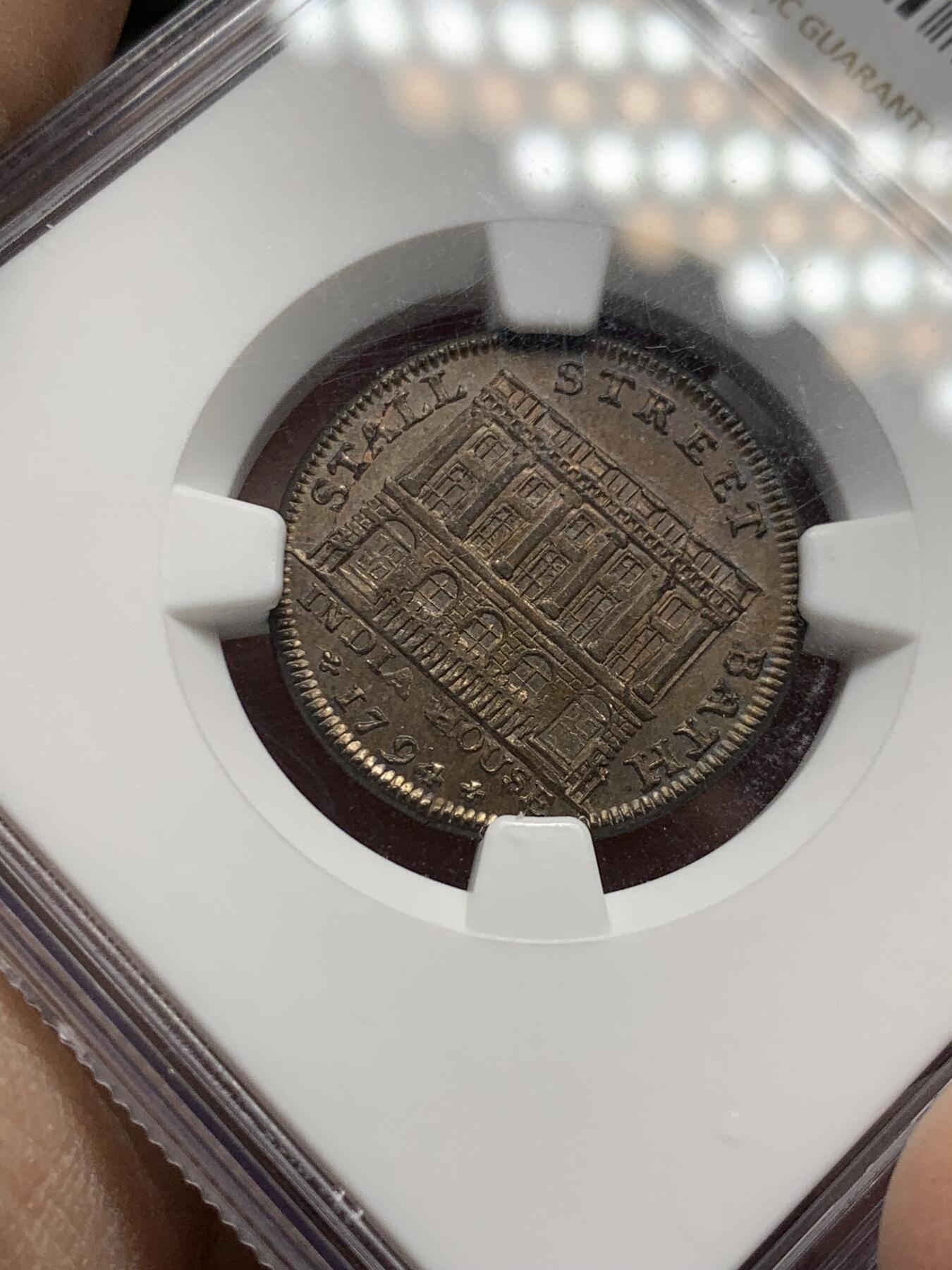 《竞宝斋》第333场 周日，周一 2场连拍 （全场包邮） NGC MS64BN 英国1794年萨默塞特郡1/4便士代币，带中国汉字元合