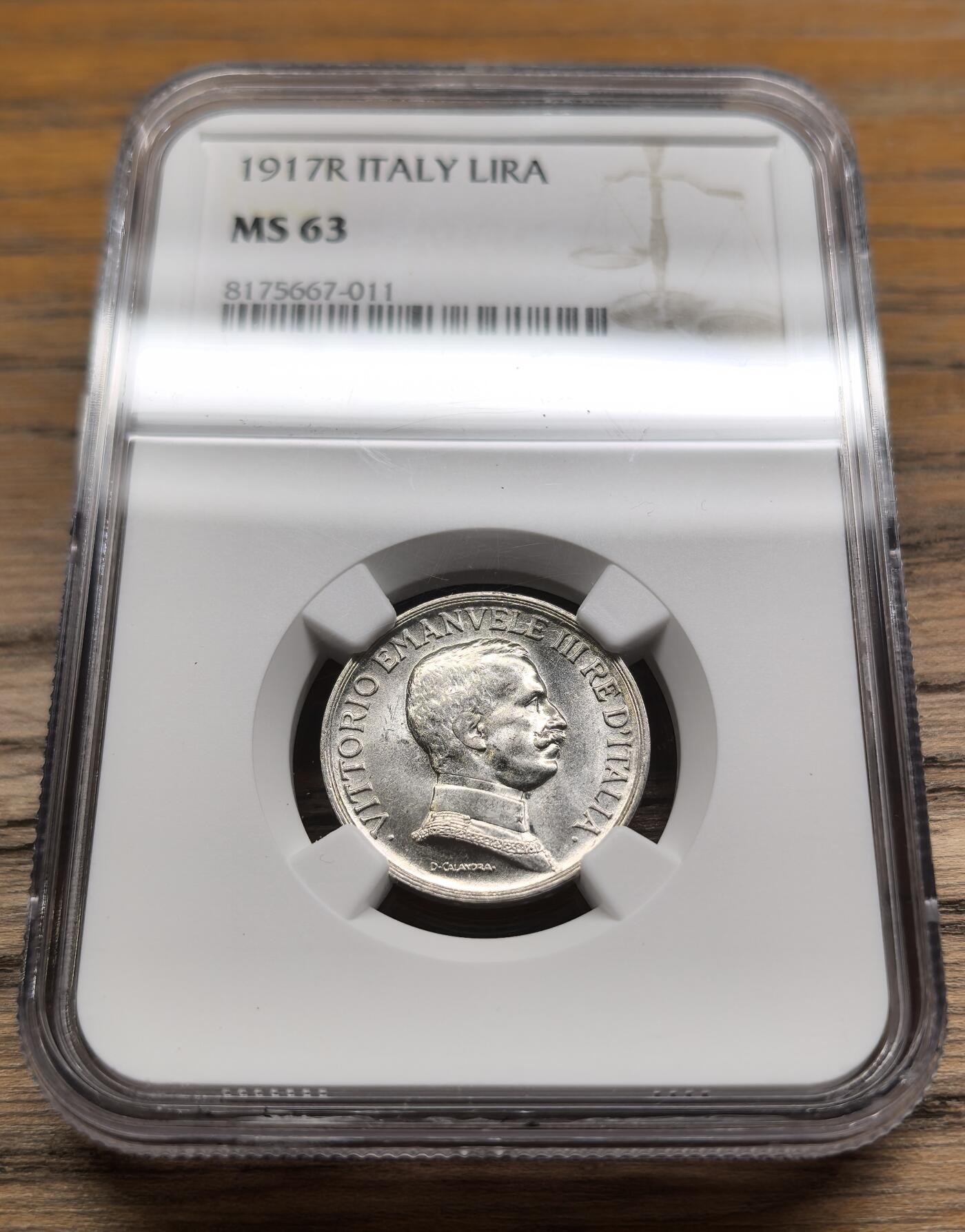 凡希社世界钱币微拍第二百九十二期 1917R意大利马车里拉银币NGC-MS63
