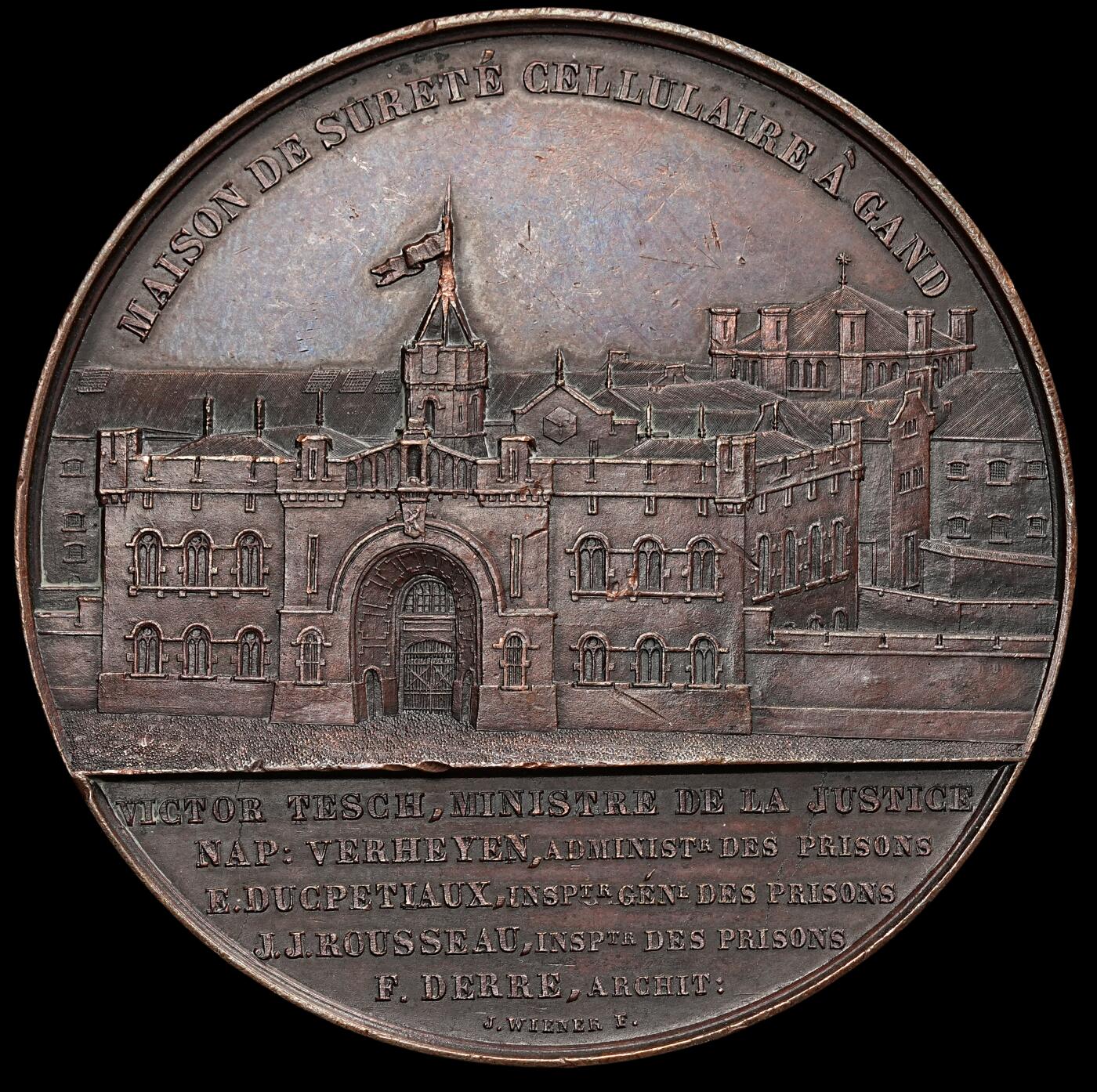 修遠堂世界钱币第四十九期 全场包邮 1861年（DATED）比利时大铜章 59.50mm，87g