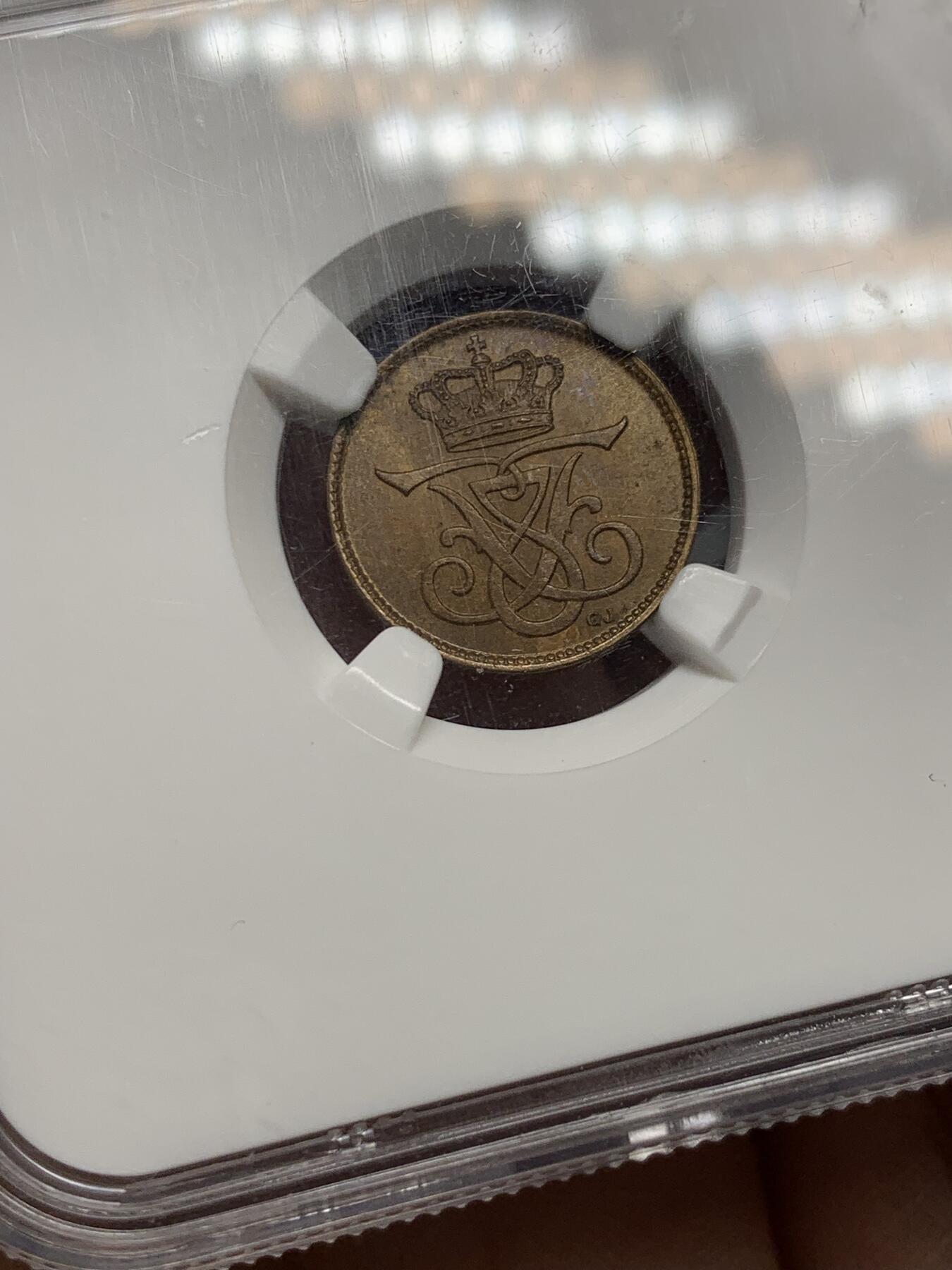 《竞宝斋》第333场 周日，周一 2场连拍 （全场包邮） NGC65BN 1907 VBP GJ 丹麦1欧尔铜币，季军分