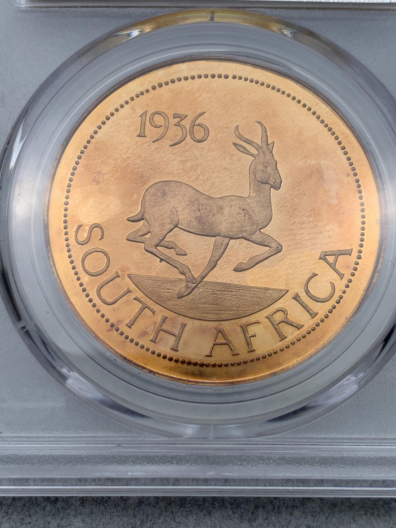 《竞宝斋》第333场 周日，周一 2场连拍 （全场包邮） PCGS PR66DCAM 冠军 1936年（币面标注） 英国爱德华八世 英属南非 克朗型戏铸币 铸造量仅500枚