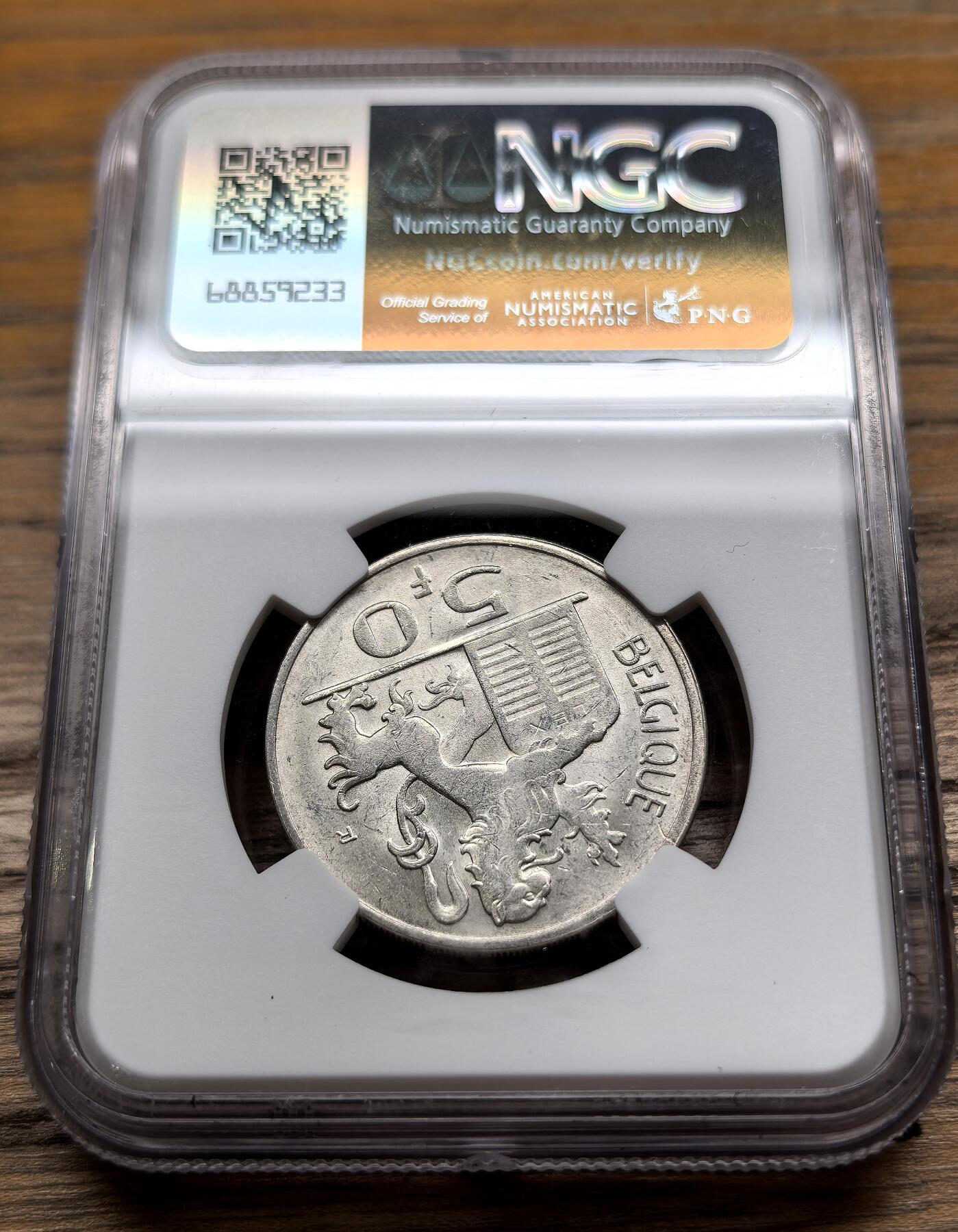 凡希社世界钱币微拍第二百九十二期 1948比利时50法郎法语版NGC-MS64