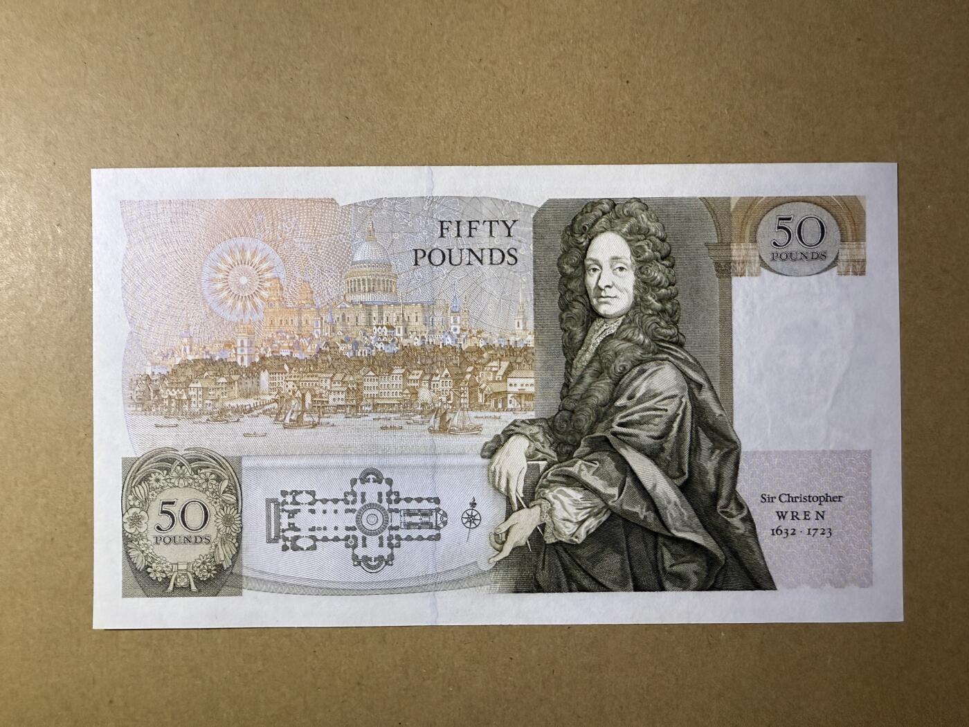 《张总收藏》178期-周日外币畅拍场 英格兰50镑 UNC D序列 D.H.F. Somerset签名 A01冠