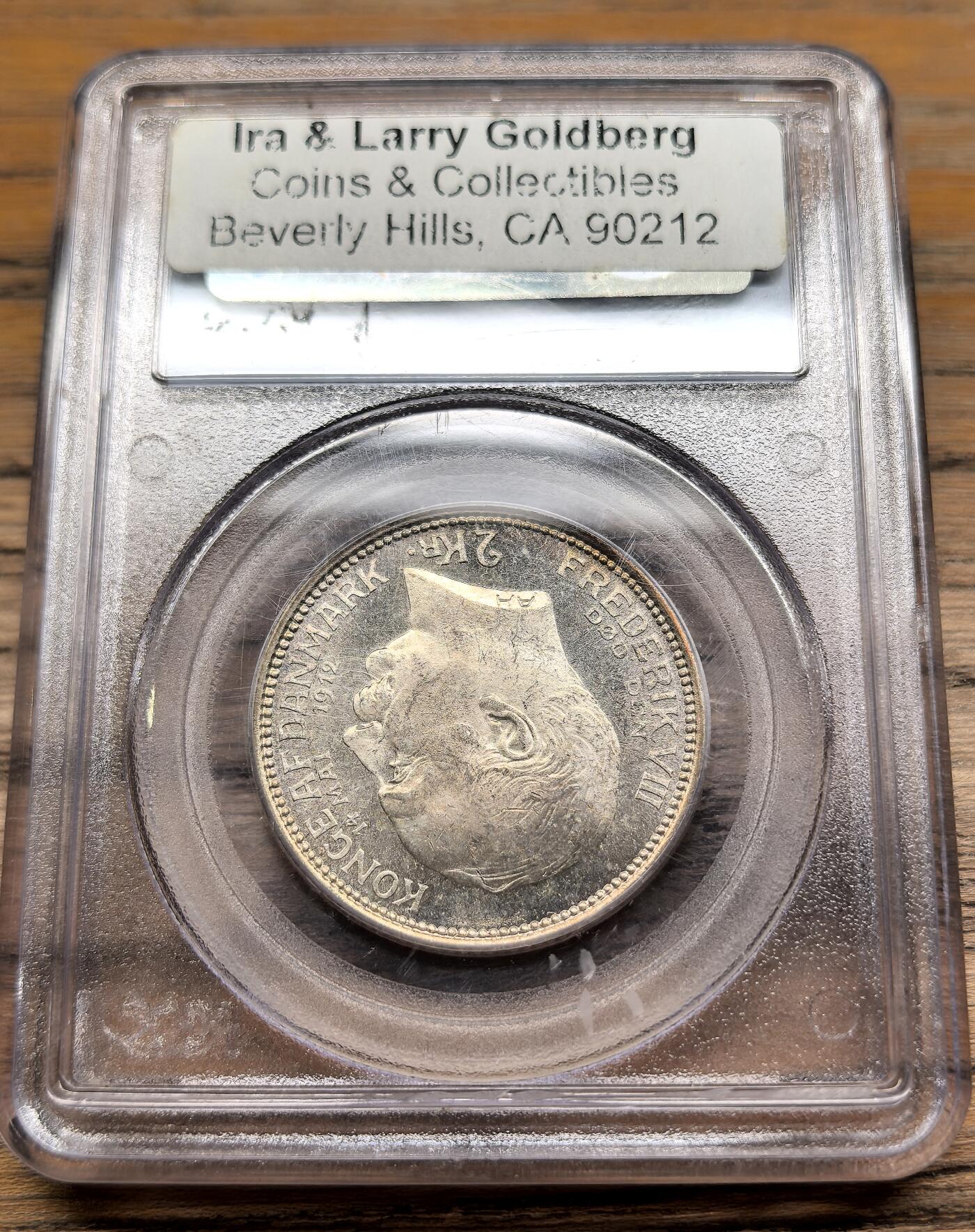 凡希社世界钱币微拍第二百九十二期 1912丹麦加冕纪念2克朗银币PCGS-MS63