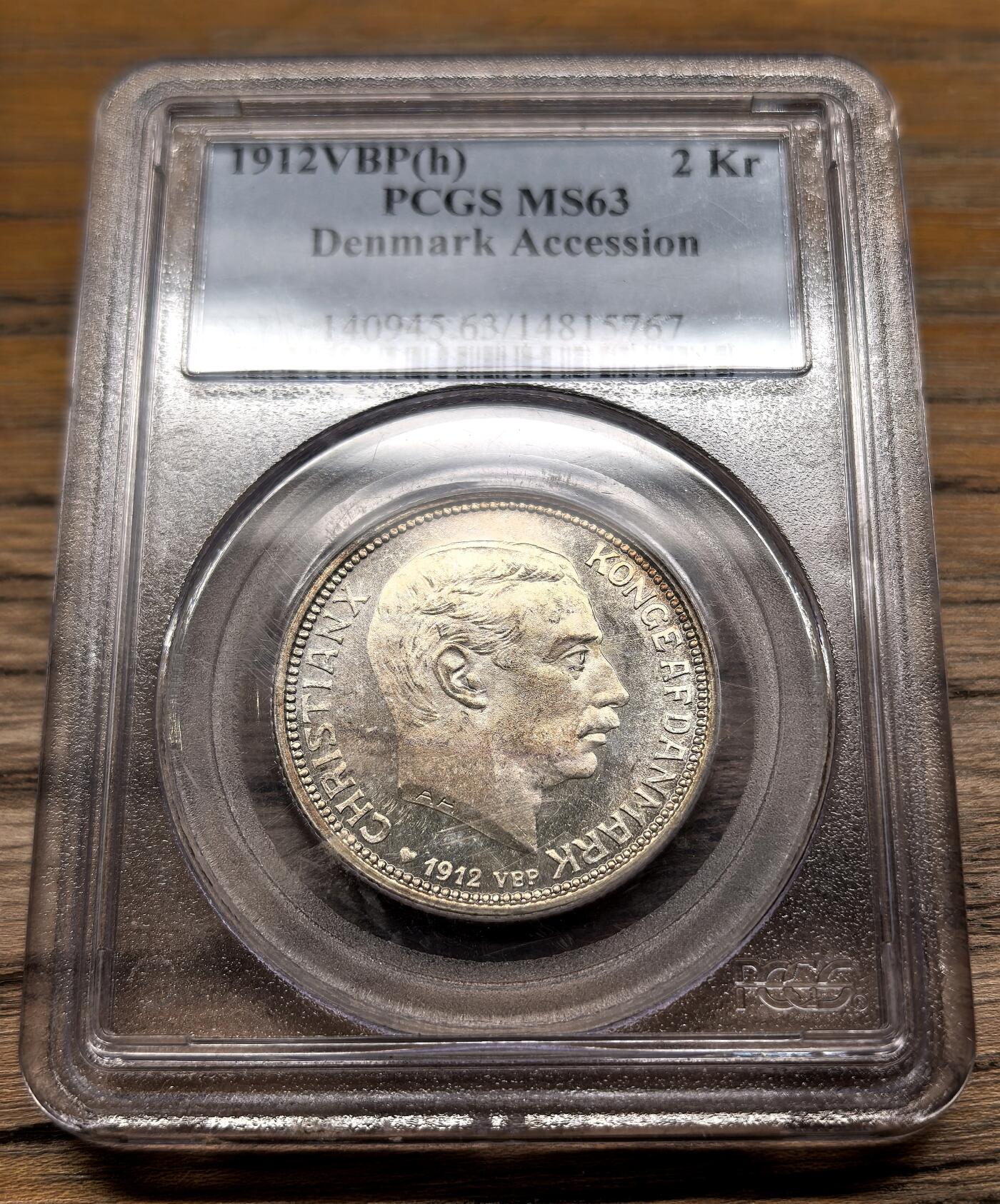 凡希社世界钱币微拍第二百九十二期 1912丹麦加冕纪念2克朗银币PCGS-MS63