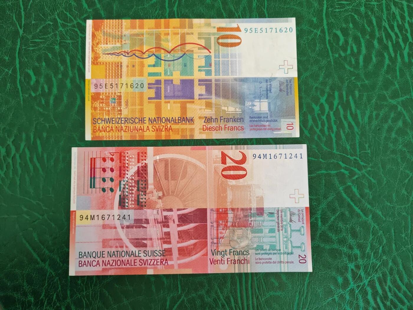 瑞士 像素版首发年份 1994年20瑞朗 1995年10瑞朗 非全新好品