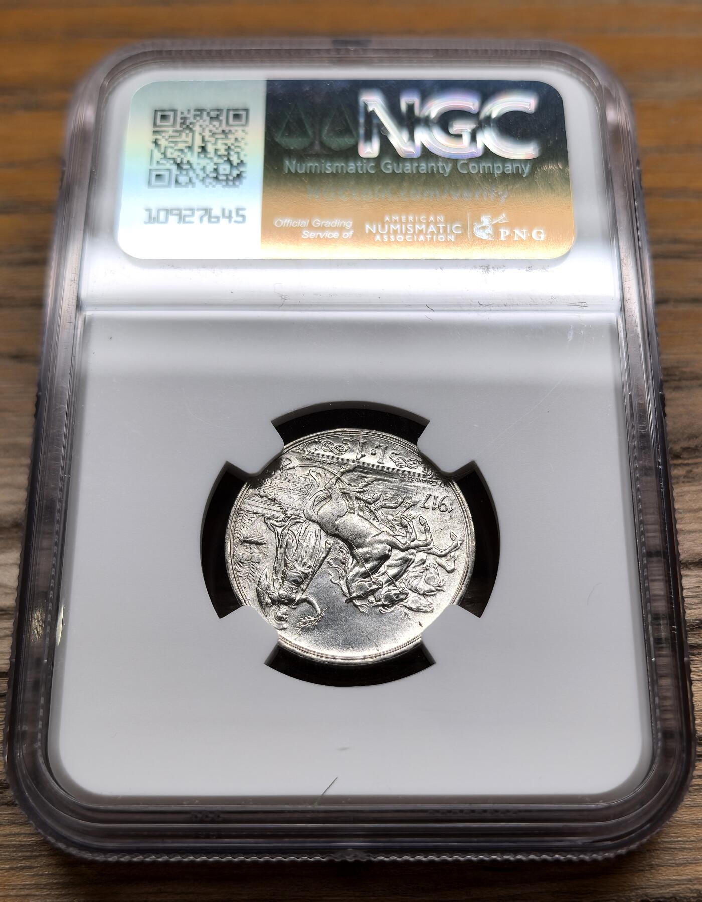 凡希社世界钱币微拍第二百九十二期 1917R意大利马车里拉银币NGC-MS63