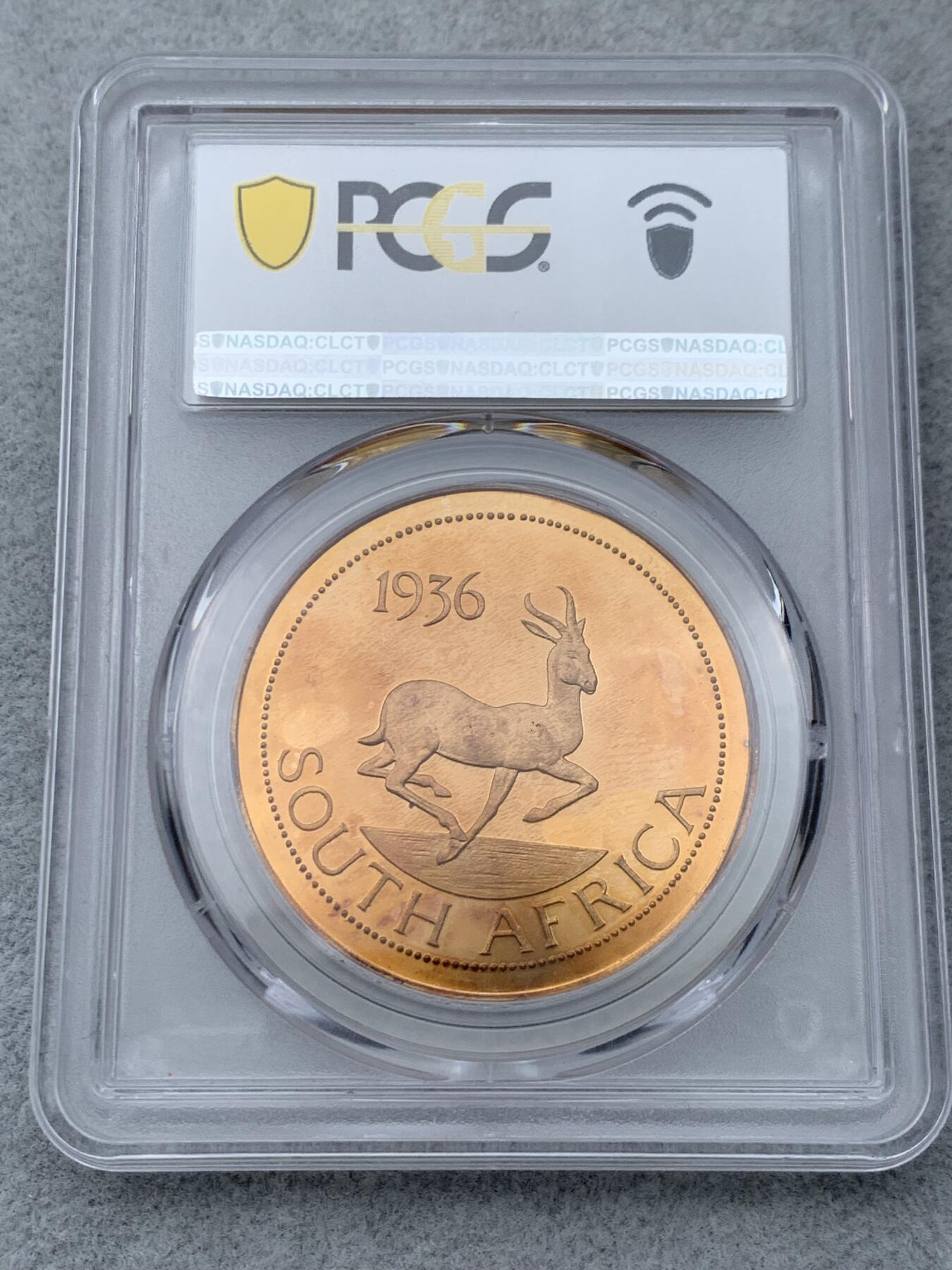 《竞宝斋》第333场 周日，周一 2场连拍 （全场包邮） PCGS PR66DCAM 冠军 1936年（币面标注） 英国爱德华八世 英属南非 克朗型戏铸币 铸造量仅500枚