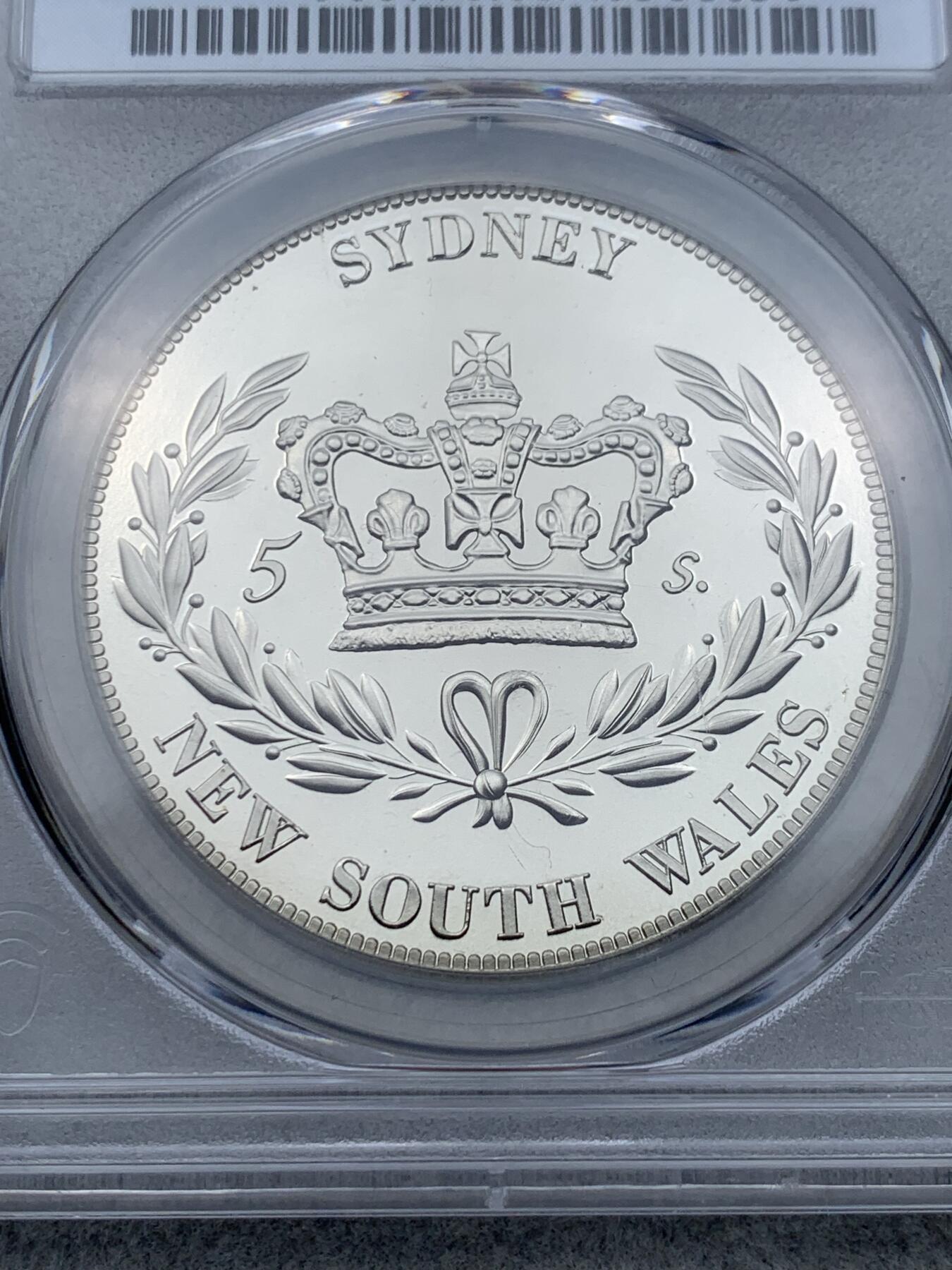 《竞宝斋》第334场 周日，周一 2场连拍 （全场包邮） PCGS PR68CAM 新南威尔士1851年维多利亚女王哥特版5先令镍币，后铸，精制复刻
