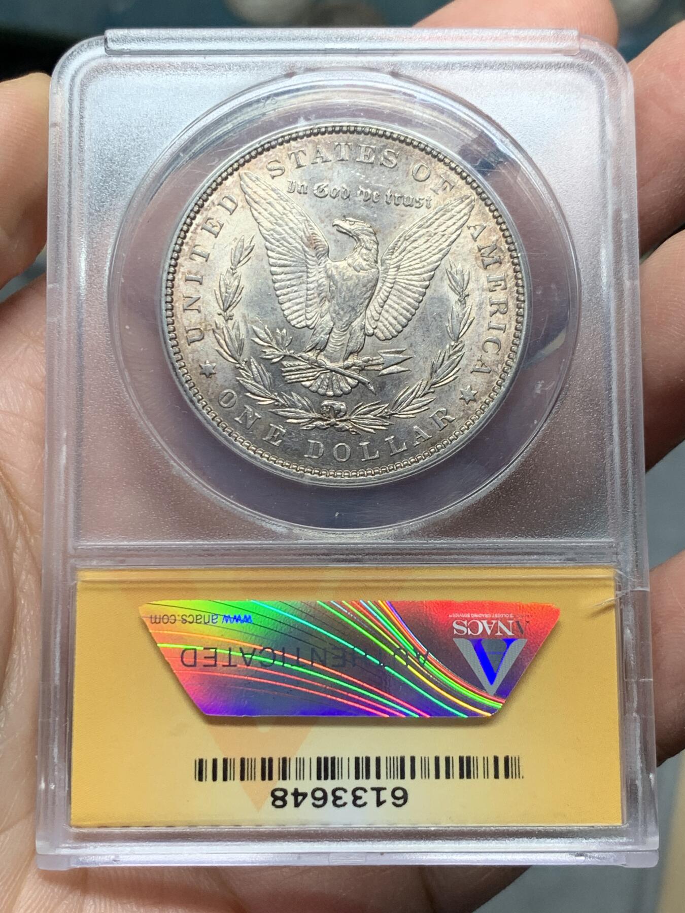 《竞宝斋》第334场 周日，周一 2场连拍 （全场包邮） ANACS MS63 美国1886年小版别 VAM-4A摩根银币