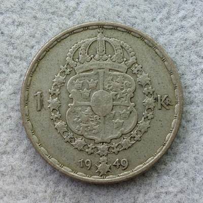 瑞典1949年古斯塔夫五世1克朗银币 - 瑞典1949年古斯塔夫五世1克朗银币