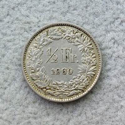 瑞士1960年海尔维提亚女神1/2法郎银币 - 瑞士1960年海尔维提亚女神1/2法郎银币