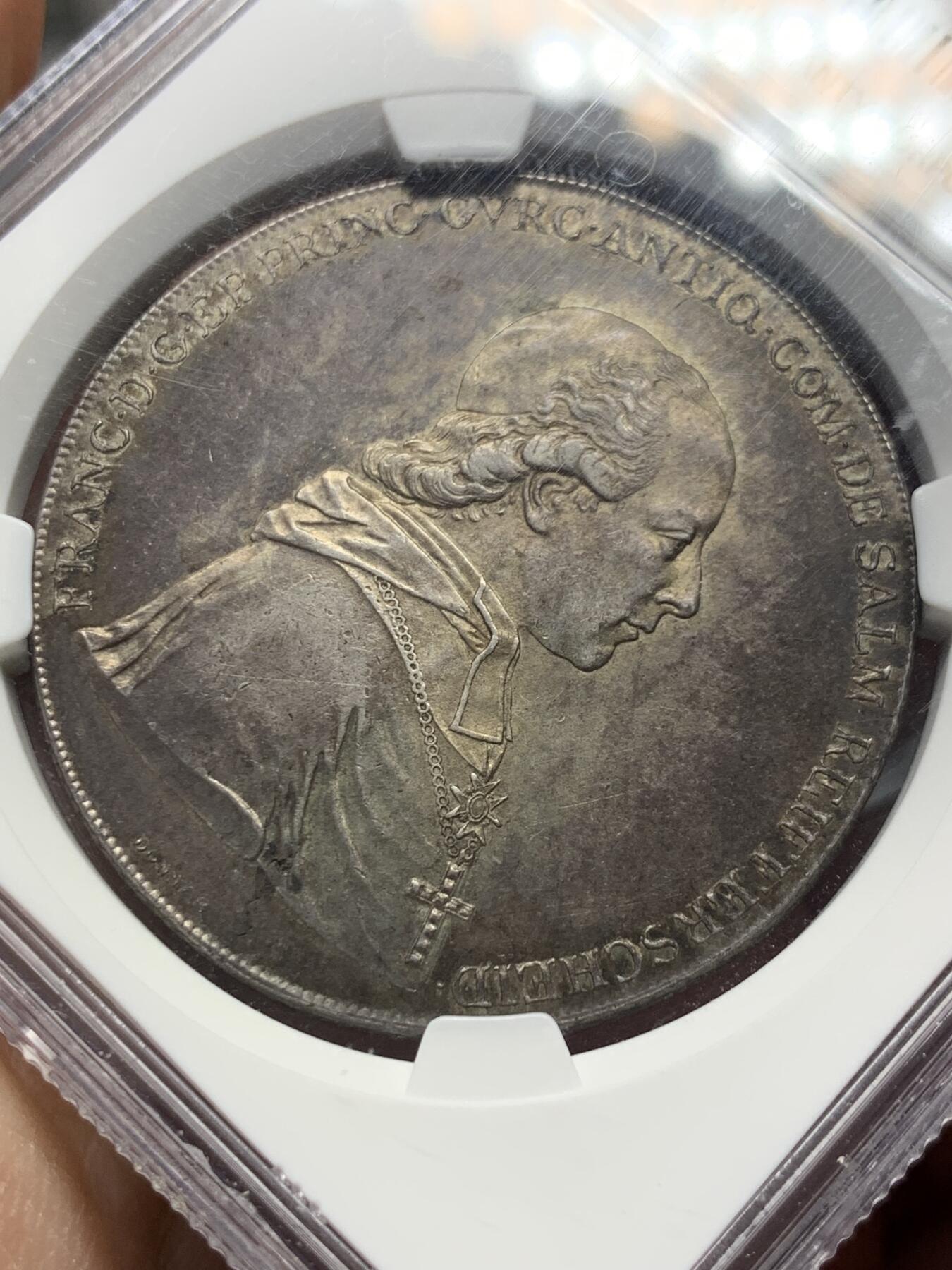 《竞宝斋》第334场 周日，周一 2场连拍 （全场包邮） NGC MS62 奥地利 1801年 阿尔卑斯山主教区 1泰勒银币 单年品种 深黑包浆 可藏