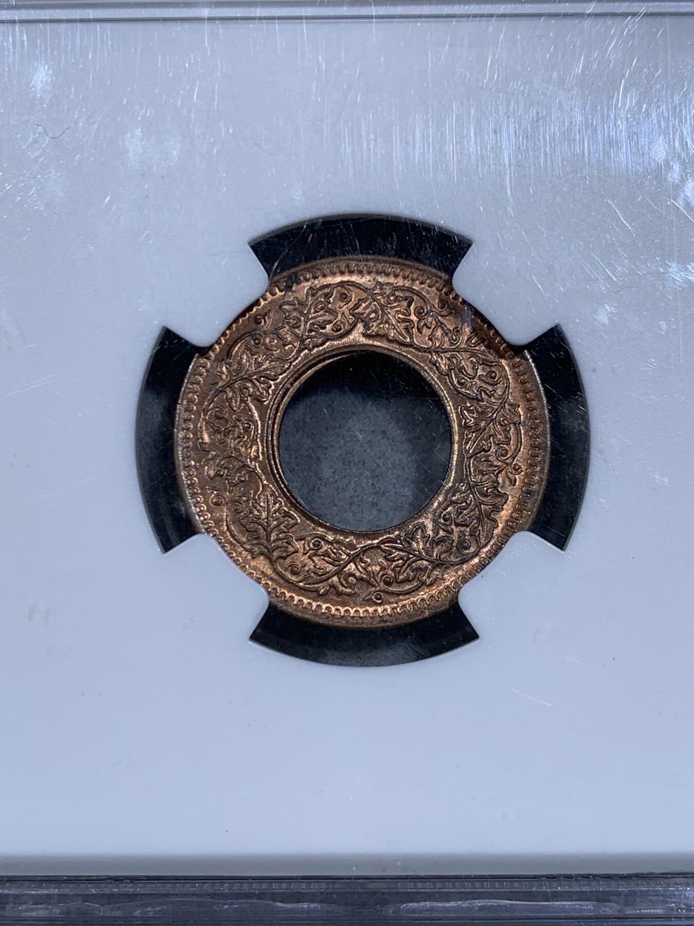 《竞宝斋》第334场 周日，周一 2场连拍 （全场包邮） NGC MS65RB 1945(B)印度乔治六世平冠大点 1派斯铜币，亚军分，更高分仅有8枚